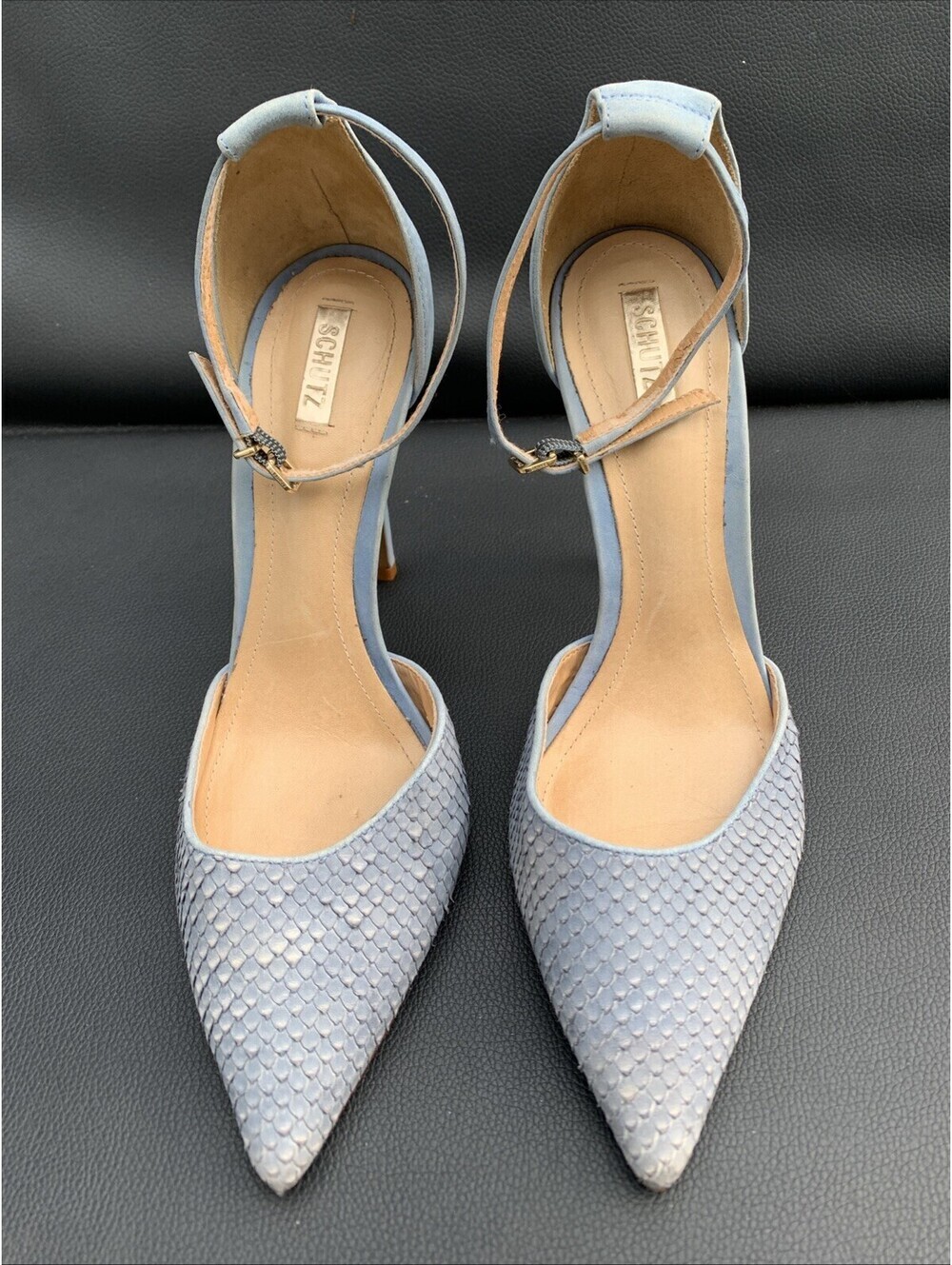 Schultz Light Blue Heels Sandals Pumps Pointed Toe Sz 8.5 - Picture 2 of 10